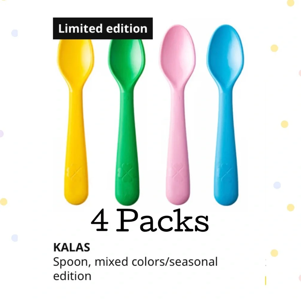 KALAS Mixed Color Plastic Spoon Set - Yellow, Green, Pink, Blue